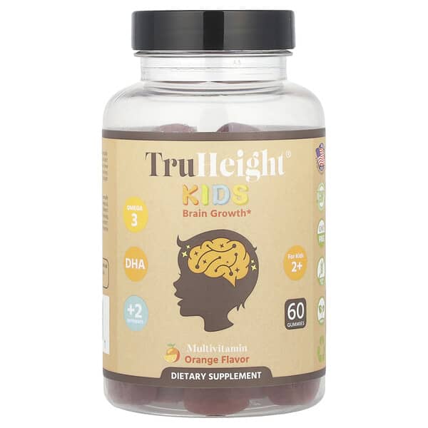 TruHeight, 兒童，大腦發育軟糖，適合 2 歲以上兒童，橙味，60 粒