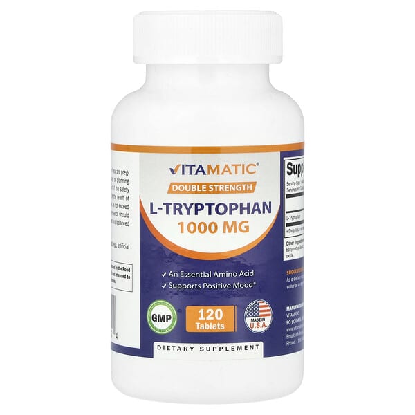 Vitamatic, L-色氨酸，雙倍功效，1000 微克，120 片