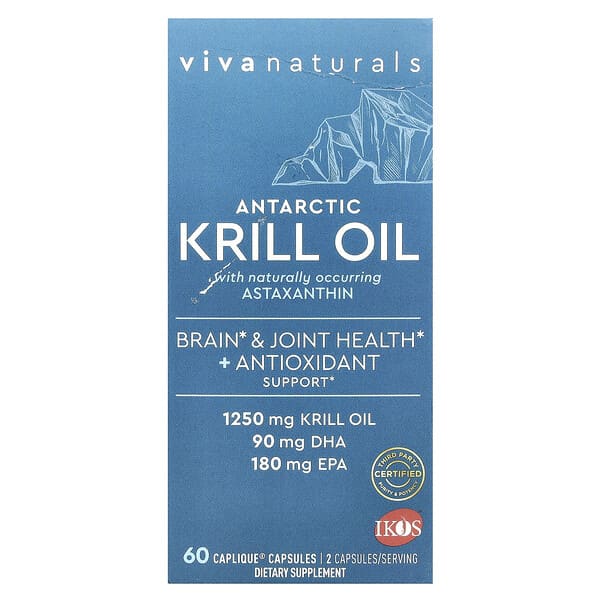 Viva Naturals, 南極磷蝦油，含蝦青素，60 粒 Caplique 膠囊