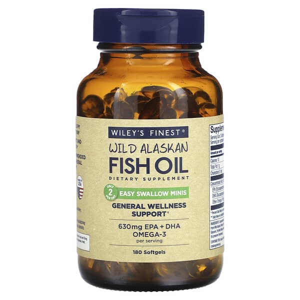 Wiley's Finest, 野生阿拉斯加魚油，易吞嚥微型，630 毫克，180 粒軟凝膠