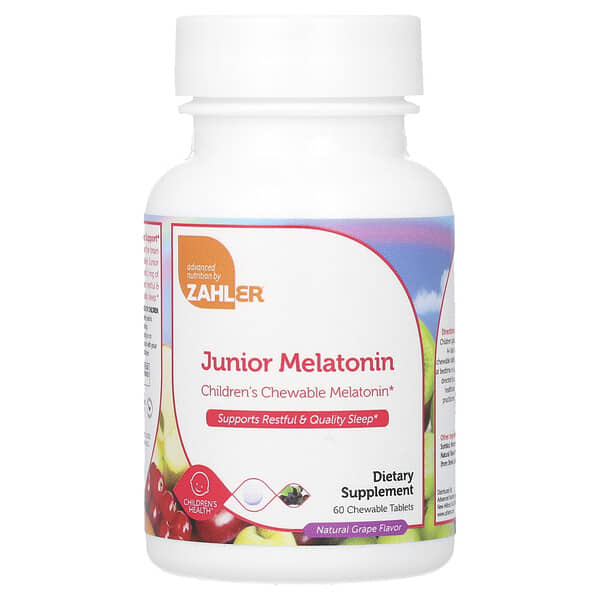 Zahler, Junior Melatonin，天然葡萄味，1 毫克，60 片咀嚼片