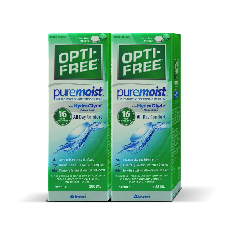 Alcon Opti-Free PureMoist多功能消毒隱形眼鏡藥水300毫升x2支+試用裝1件
