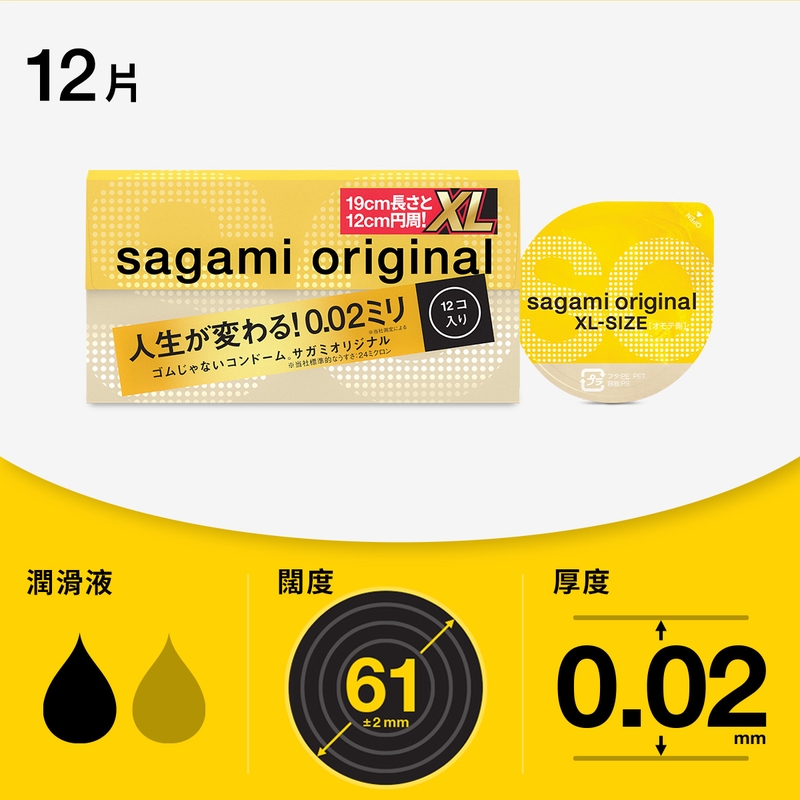 Sagami相模原創0.02 PU安全套加大碼 12片