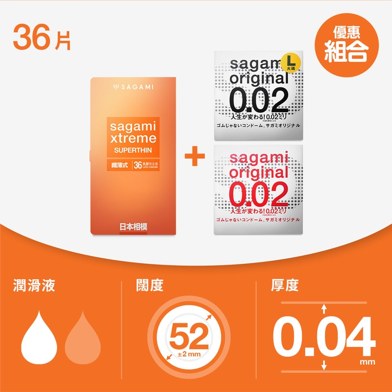 Sagami Xtreme相模究極纖薄式 36片 + 0.02 2片