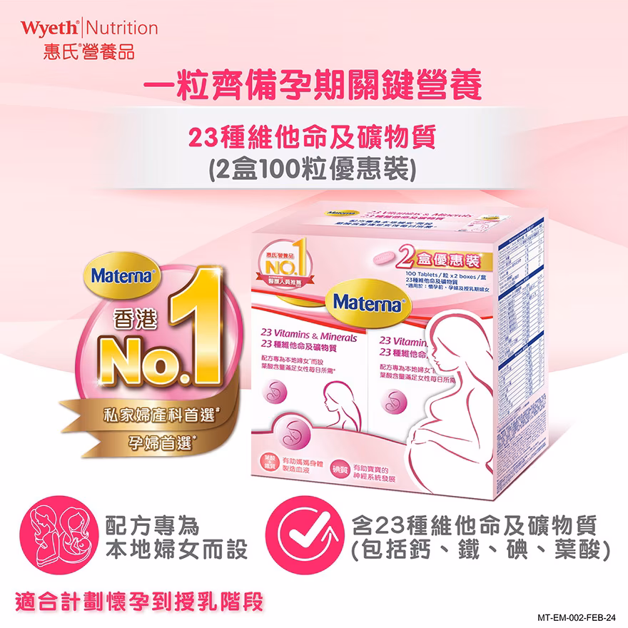 Materna® 23種維他命及礦物質2盒優惠裝